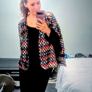 Chic Multicolor Sequin Cape Jacket
